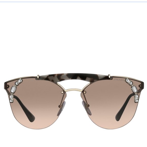 PRADA Sunglasses PR53U Absolute Ornate Jeweled Cat Eye Gold Opal Brown - Picture 1 of 15